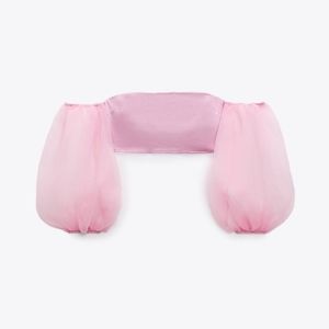 Contrasting organza top baloon sleeves